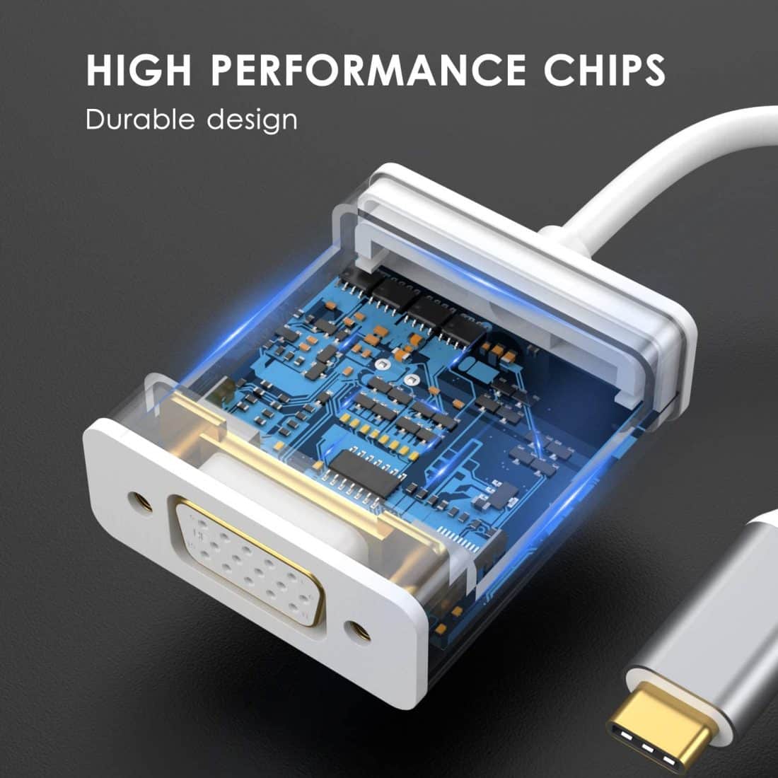 USB C TO VGA Adapter, USB 3.1 Type C (USB-C) to VGA Adapter With Aluminium Case
