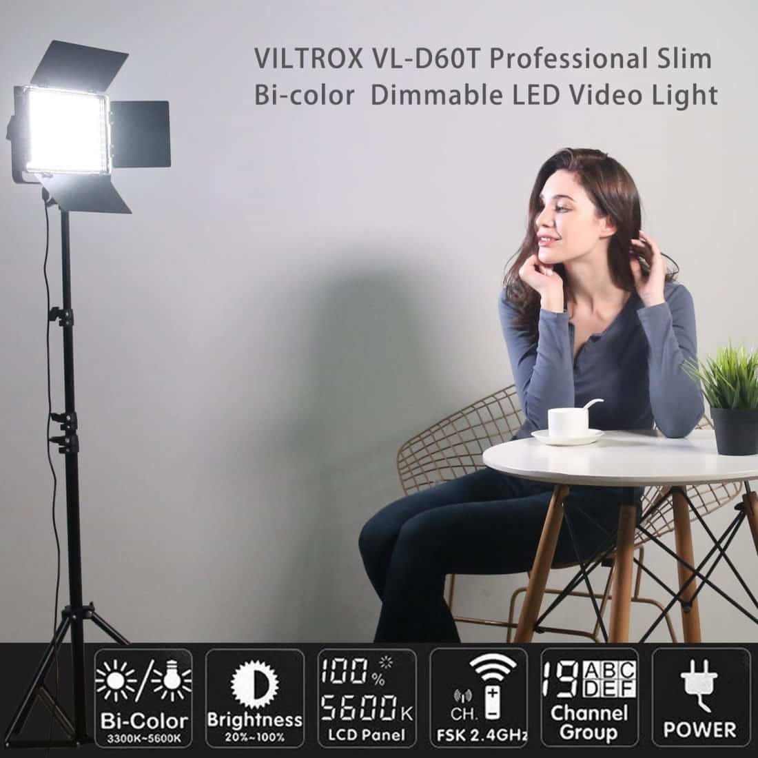 Viltrox VLD60T Professional Photography LED Light with Brightness and Color Temperature Adjustment