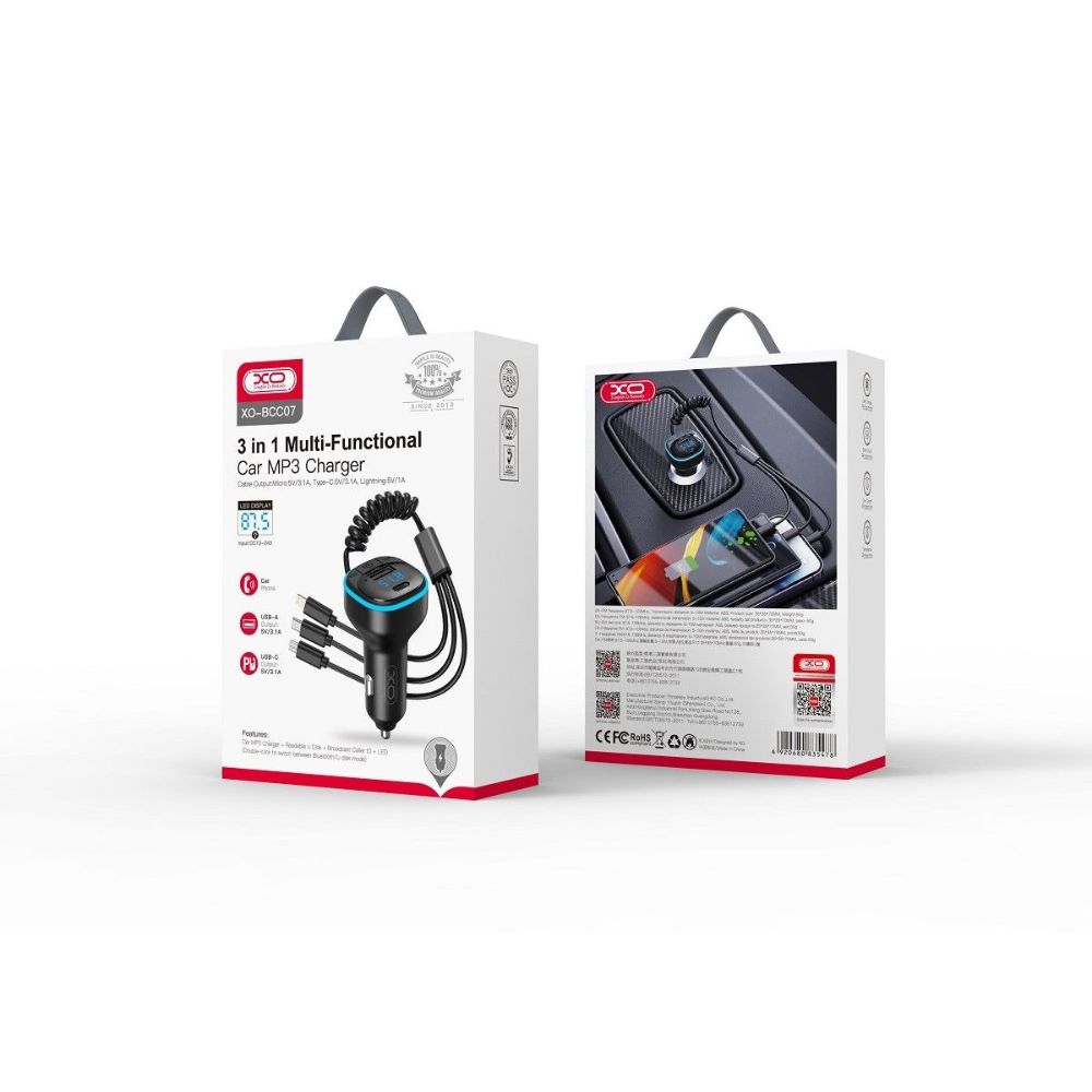 XO BCC07 3 IN 1 Multifunctional Car MP3 Charger