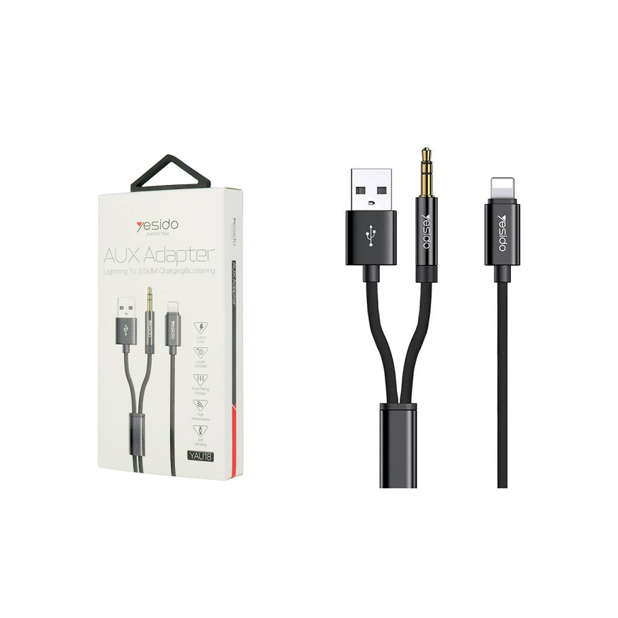 Yesido YAU18 Lightning to 3.5mm Audio Cable AUX Adapter