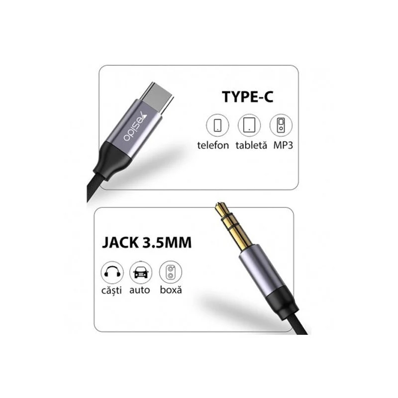Yesido Yau20 Aux Adapter Type-c to 3.5mm Audio Cable