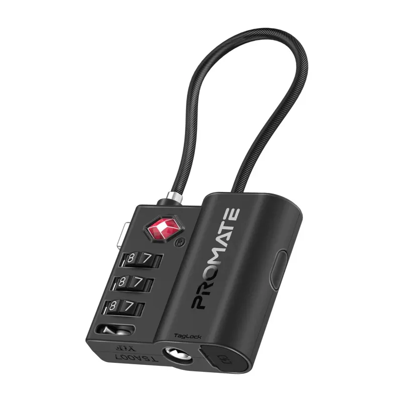 Promate TSA Luggage Lock with Smart Precision Tracking Tag, Works with Find My App | TAGLOCK