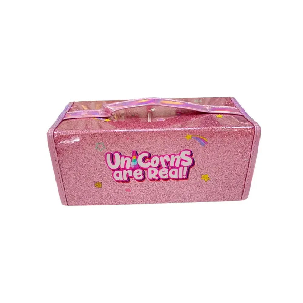 Unicorn Foldable Pencil Case - Glitter Pink